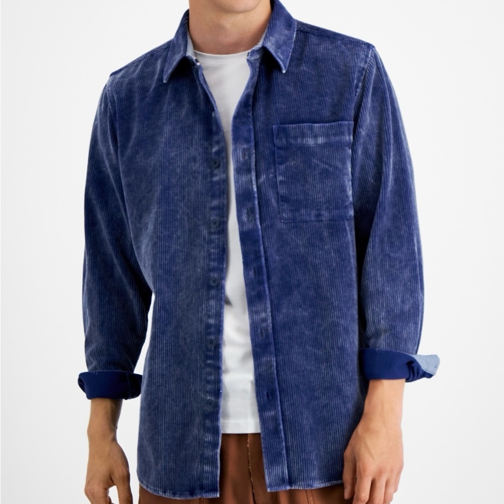 Sun + Stone Mens Ashford Corduroy Long Sleeves Button-Down Shirt Size S